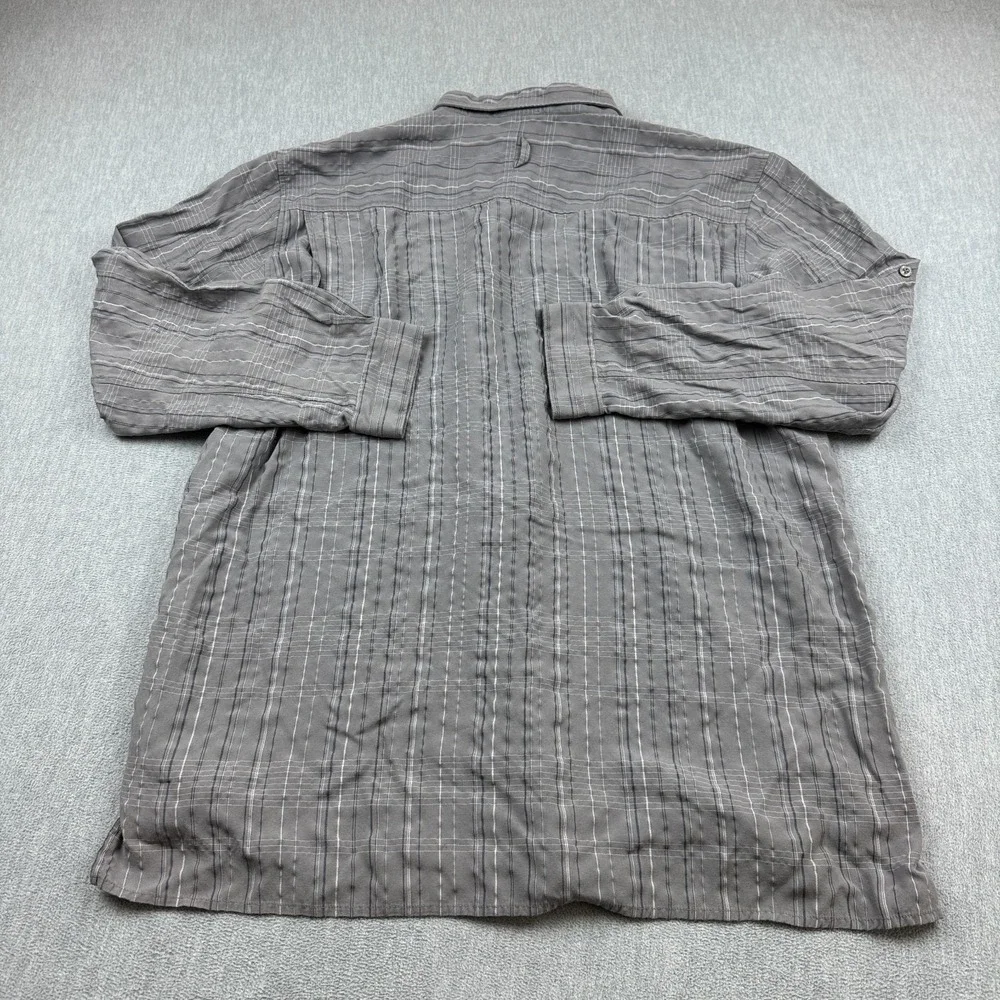 The North‎ Face Shirt Mens 2XL XXL Gray Striped Button Down Vapor Wick Outdoors